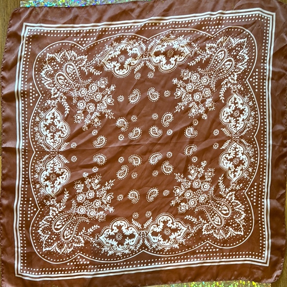 Brown and White Paisley Wrap with Floral Design